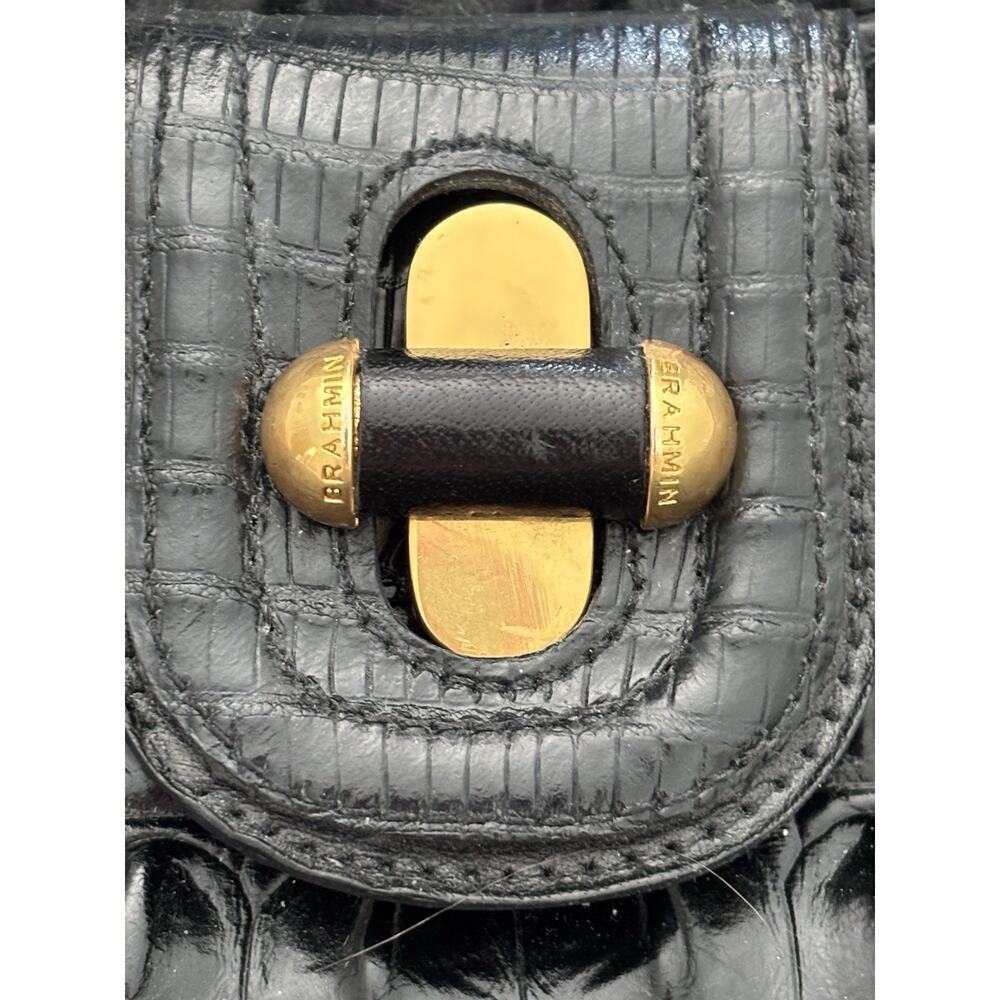 Brahmin Collection Esme Lizard Crocodile-Embossed Leather Shoulder Bag Black - Picture 15 of 15